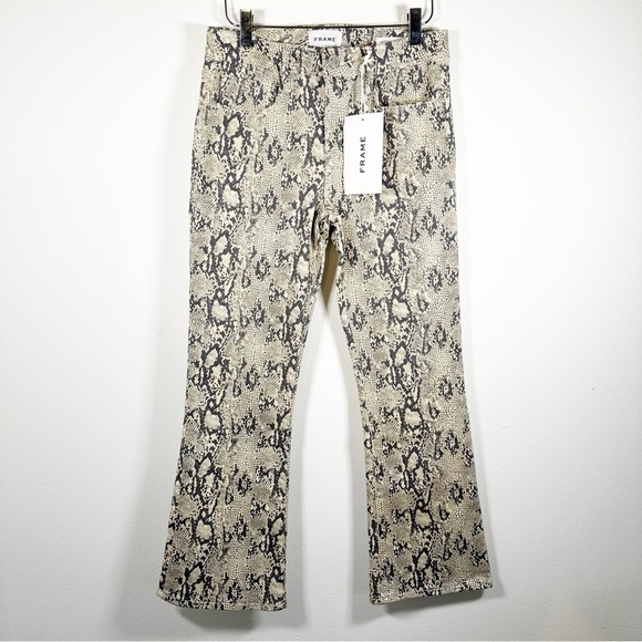 NWT Frame Denim Le Crop Mini Boot Denim Jean in The Serpent Snake Print Size 26 - Picture 3 of 11